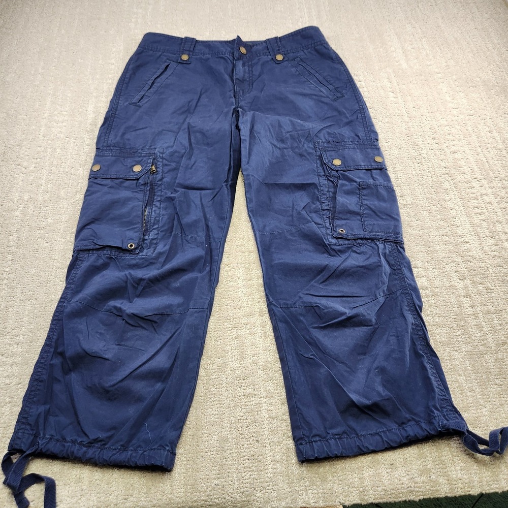 Ralph Lauren Cargo Pants Women 4 Relaxed Crop Paratrooper Blue Y2K Gorpcore